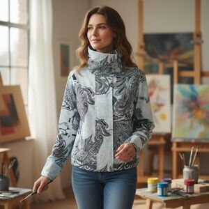 Carlisle Paisley Print Lightweight Jacket Blue Size 6